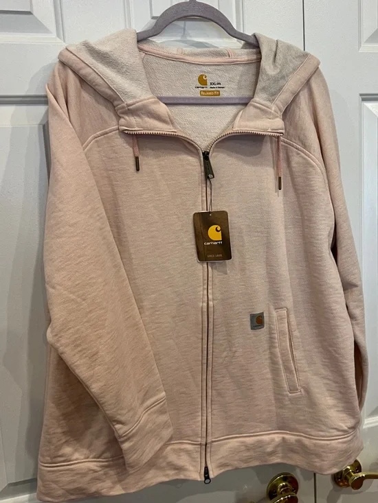 Carhartt Blush Pink Zip-Up Hooded Sweatshirt. New with tags. - Picture 2 of 8